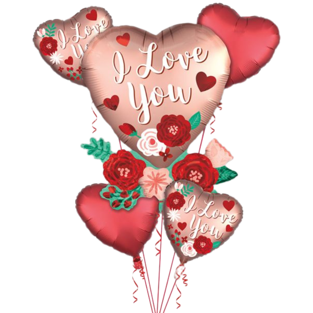 Satin Heart with Flowers Bouquet