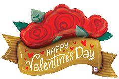 Valentine Red Rose Banner Bouquet