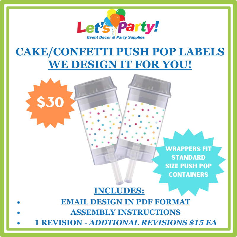 Cake / Confetti Push Pop Labels