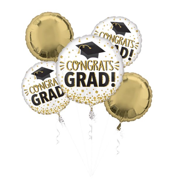 Congrats Grad Gold Glitter Bouquet - Let's Party! Event Decor & Party Supplies
