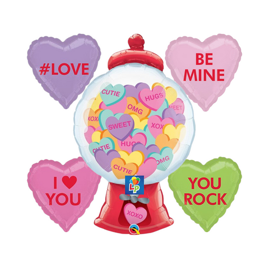Candy Hearts Gumball Machine Bouquet