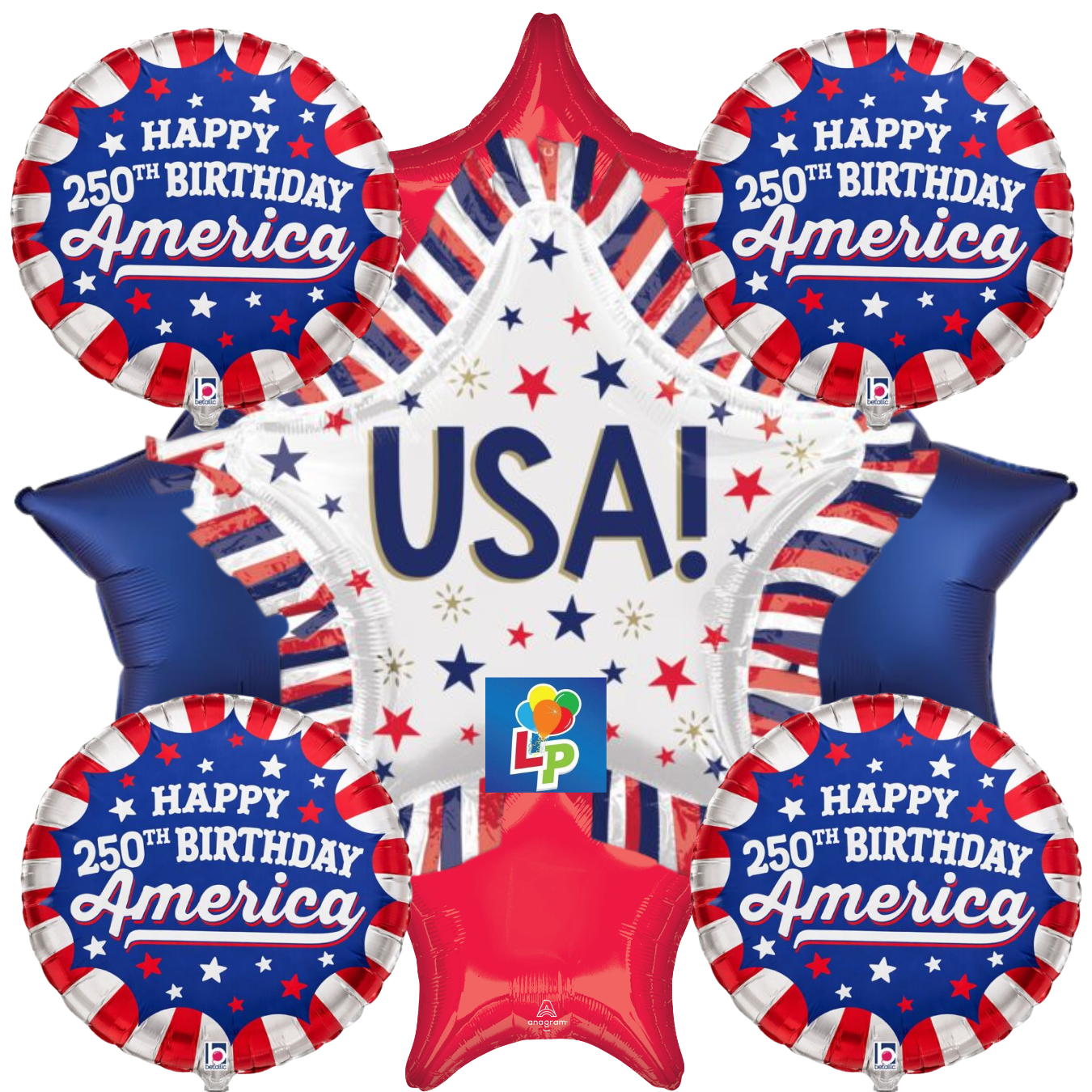 USA Star Fringe Grad Balloon Bouquet