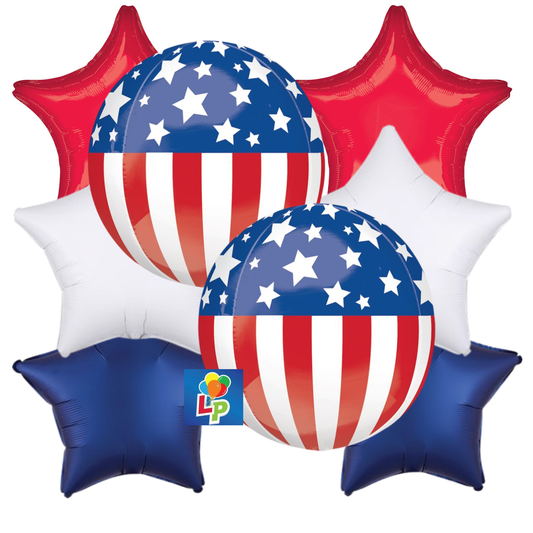 Patriotic Orbz Deluxe Balloon Bouquet
