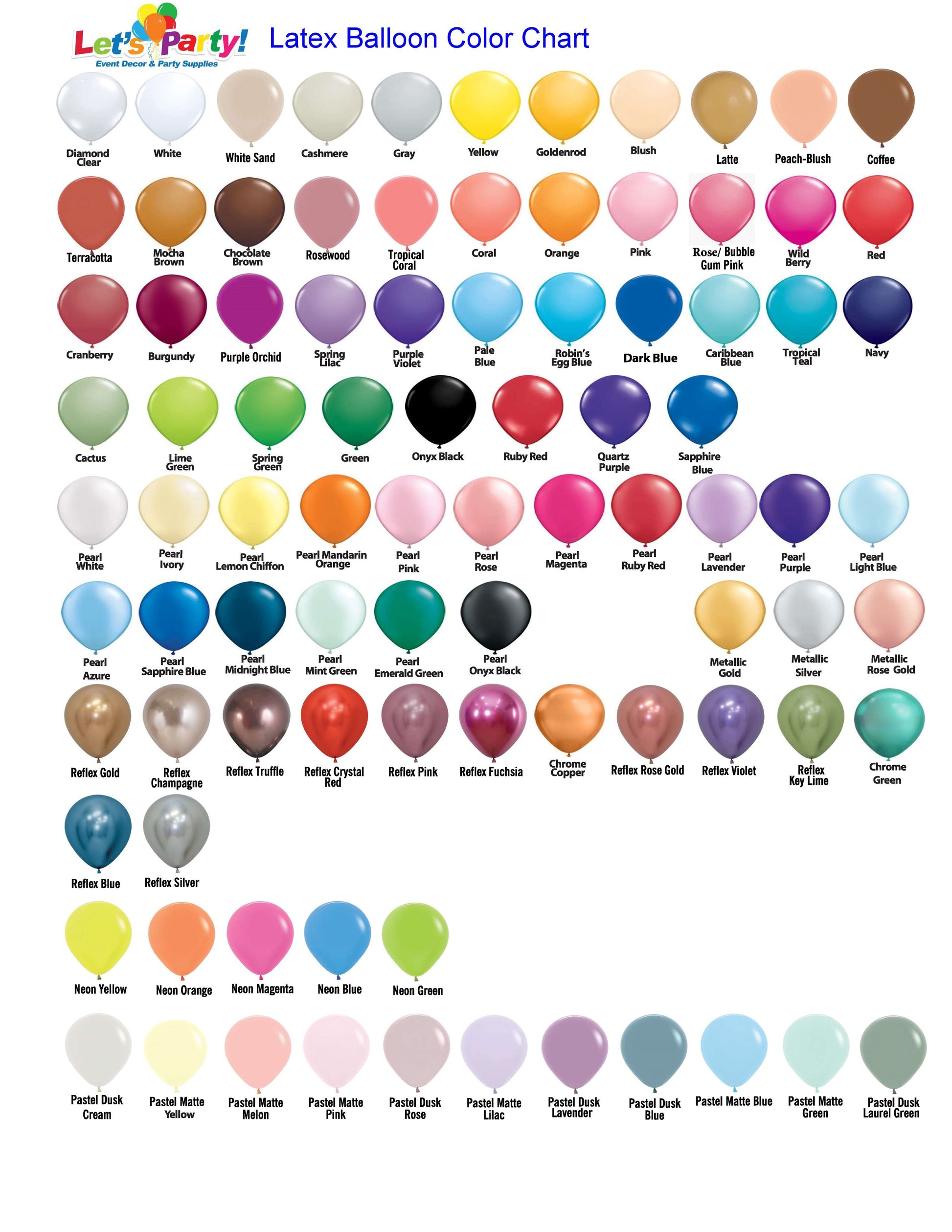 10 Latex Balloon Bouquet Choose Your Balloon Color(s) Let's Party