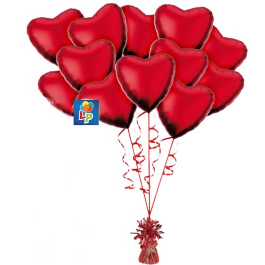 Bouquet of Red heart-shaped Mylars
