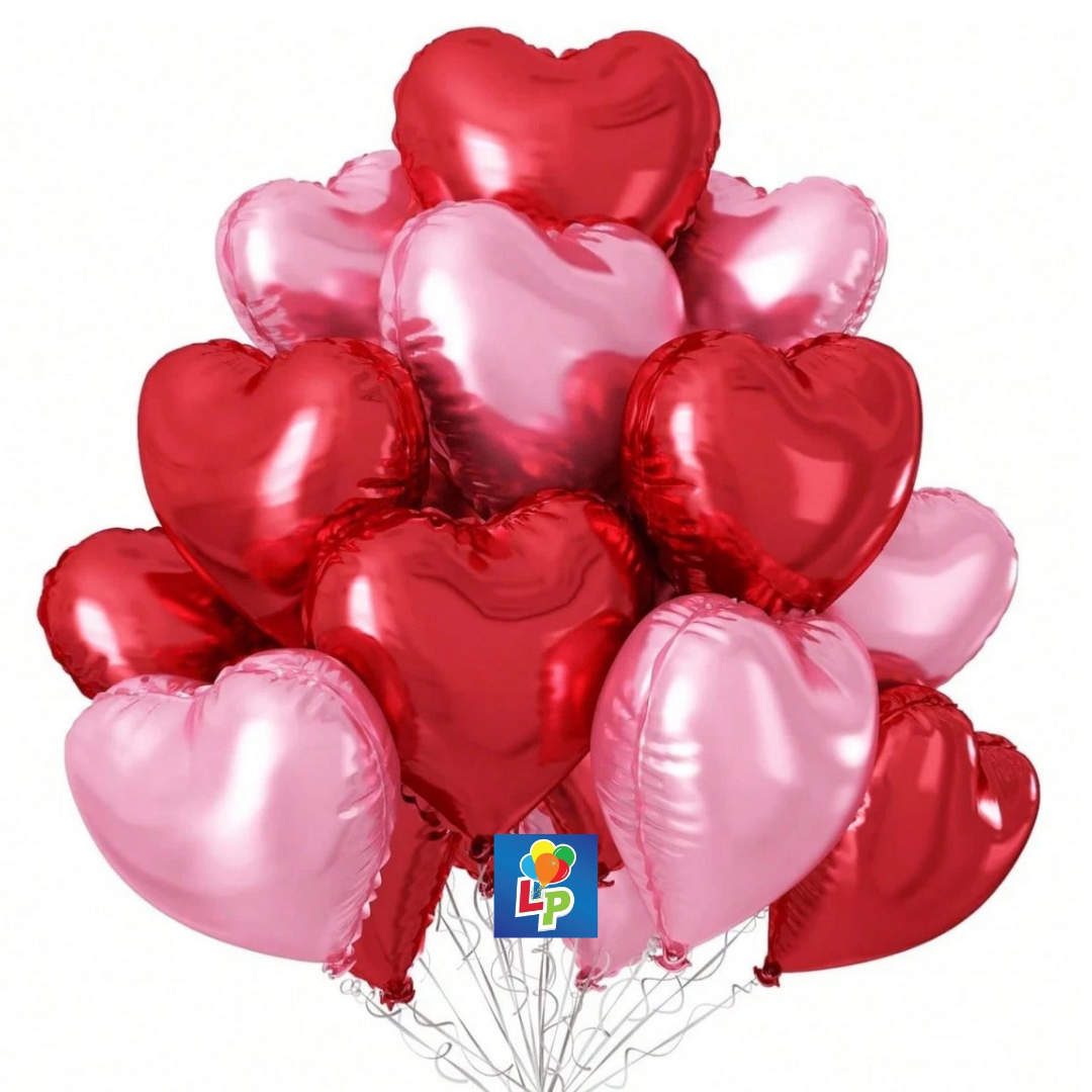 Mix (Red & Pink) heart shape mylar balloons