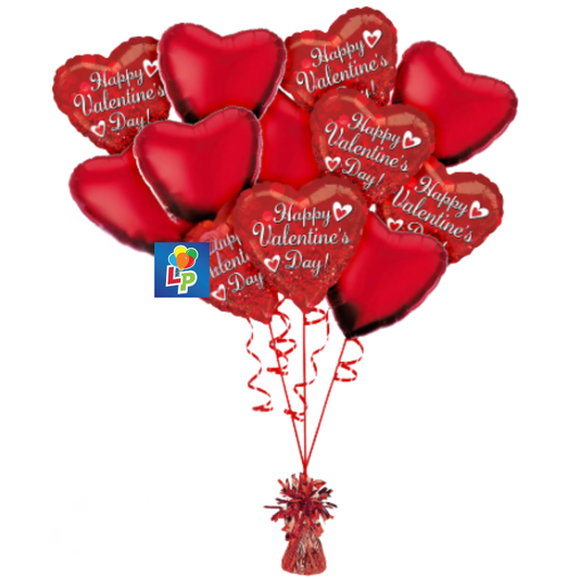 Mix of HVD and Plain Color Heart Shaped Mylar Balloons
