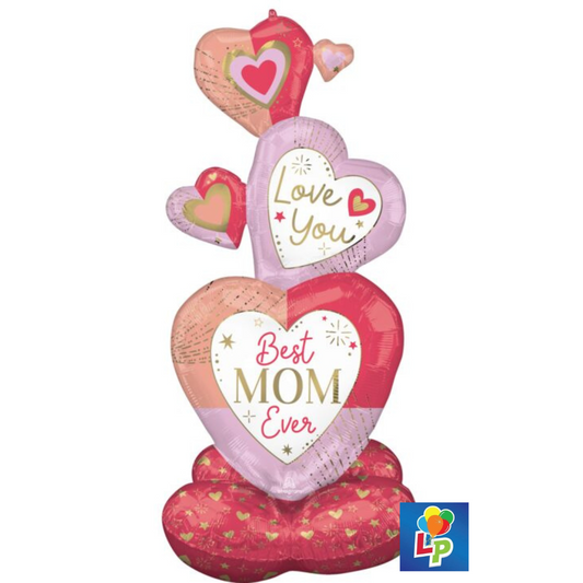 55" Colorful Mom Stacked Hearts AirLoonz