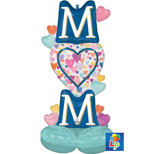 55" Colorful Mom Stacked Hearts AirLoonz