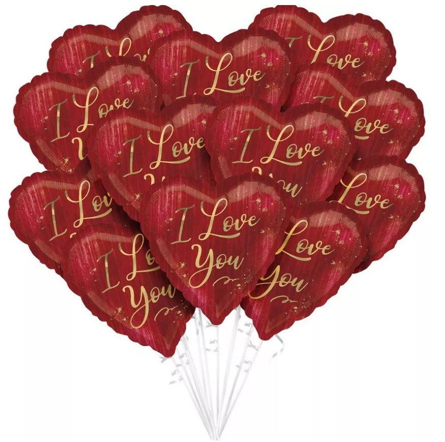 HVD and I Love You - 12 Heart Shape 18" Mylar