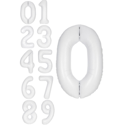 34" White Matte Number Balloons