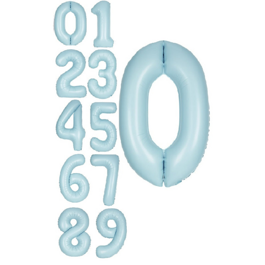 34" Pastel Blue Matte Number Balloons