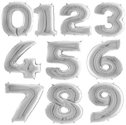 26" Silver Number Balloons - Let's Party! Event Decor & Party Supplies