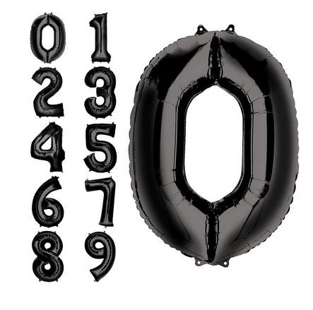 34" BLACK Number Balloons - Let's Party! Event Decor & Party Supplies