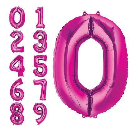 34" Bright Pink Number Balloons - Let's Party! Event Decor & Party Supplies