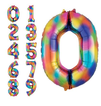 34" Rainbow Splash Number Balloons - Let's Party! Event Decor & Party Supplies