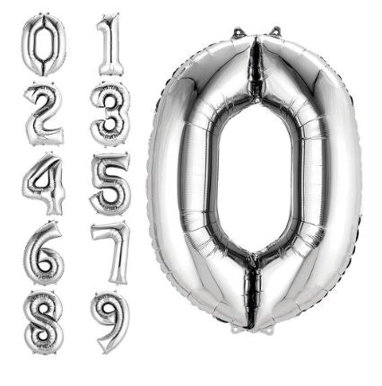 34" Silver Number Balloons - Let's Party! Event Decor & Party Supplies