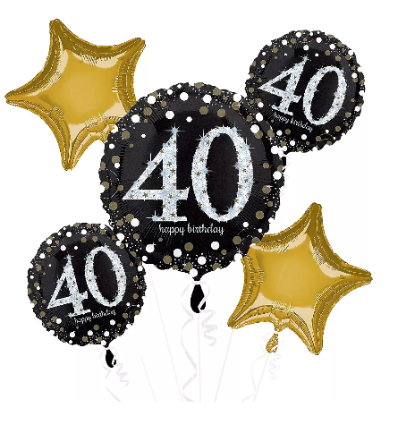 Sparkling 40th Balloon Bouquet - Let's Party! Event Decor & Party Supplies