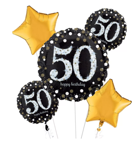 Sparkling 50th Balloon Bouquet - Let's Party! Event Decor & Party Supplies