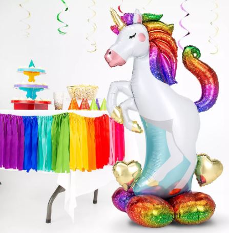 55" Airloonz Rainbow Unicorn Balloon - Let's Party! Event Decor & Party Supplies