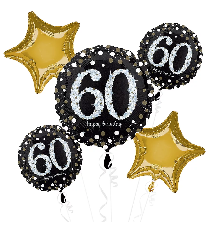 Sparkling 60th Balloon Bouquet - Let's Party! Event Decor & Party Supplies