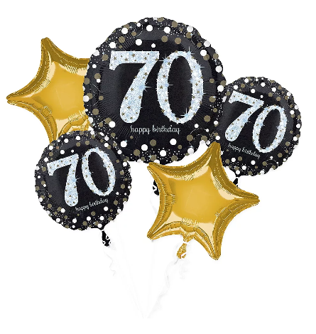 Sparkling 70th Balloon Bouquet - Let's Party! Event Decor & Party Supplies