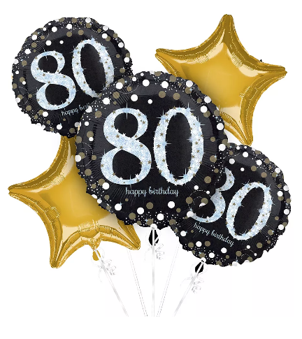 Sparkling 80th Balloon Bouquet - Let's Party! Event Decor & Party Supplies
