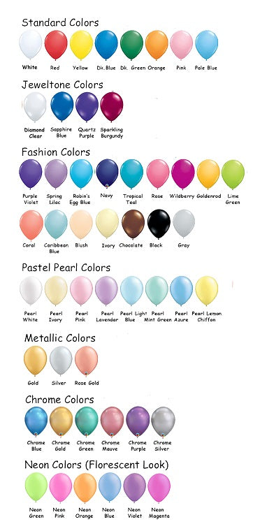 Latex Balloon Color Chart - Let's Party! Event Decor & Party Supplies