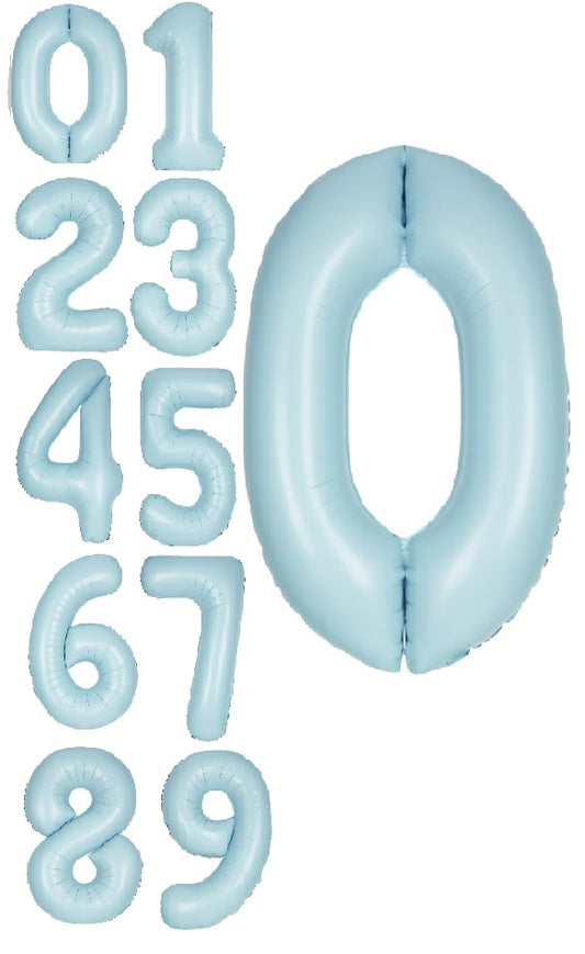 34" Pastel Blue Matte Number Balloons - Let's Party! Event Decor & Party Supplies