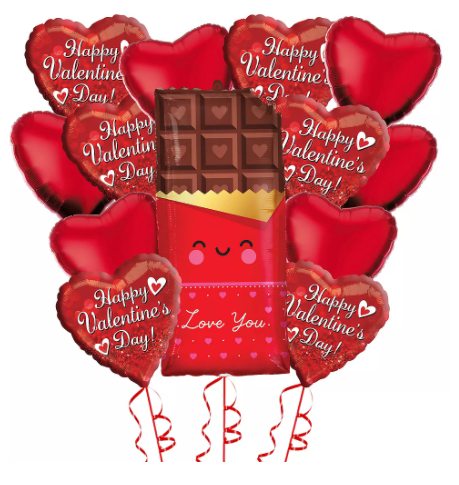 Chocolate and Hearts Balloon Ex - Large Bouquet - 13 Balloons - Let's Party! Event Decor & Party Supplies