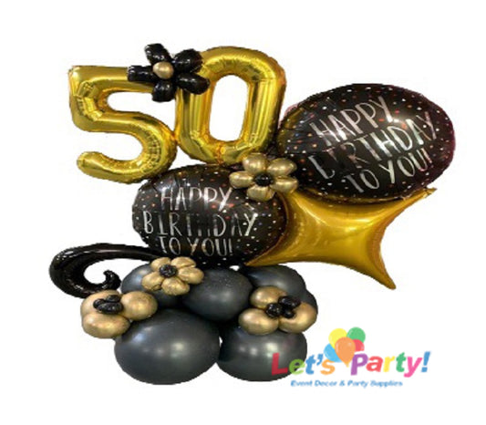 Gold & Black 50th Happy Birthday - Mini Marquee - Let's Party! Event Decor & Party Supplies