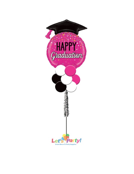 Happy Graduation - Hot Pink Confetti Yard Balloon Art - Let's Party! Event Decor & Party Supplies