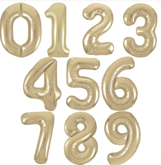 26" White Gold Number Balloons - Let's Party! Event Decor & Party Supplies