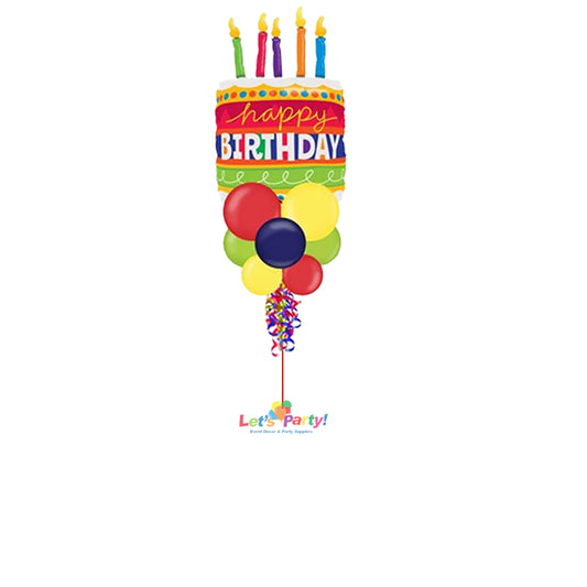 Happy Birthday Cake w/Candles - Yard Balloon Art - Let's Party! Event Decor & Party Supplies