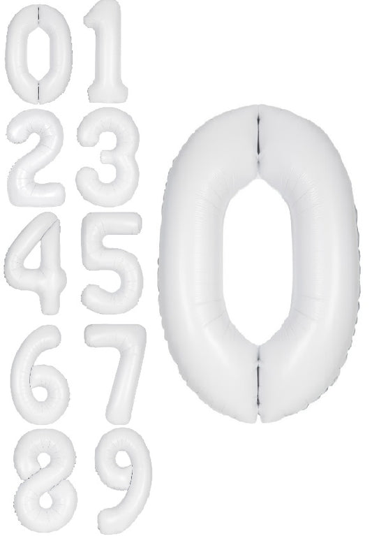 34" White Matte Number Balloons - Let's Party! Event Decor & Party Supplies